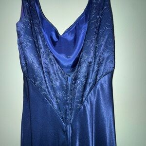 VINTAGE Elegant Navy Blue Satin Dress